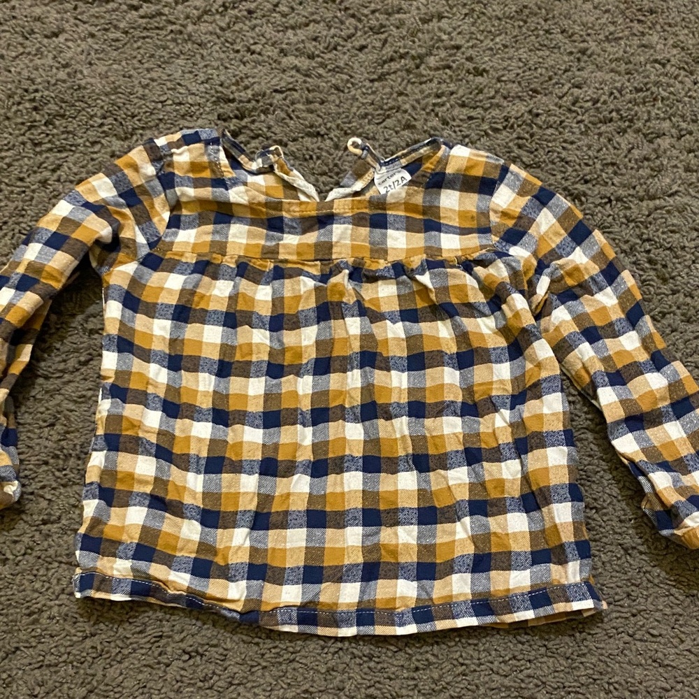 12-24m Plaid Kids Shirt - Blue and Yellow